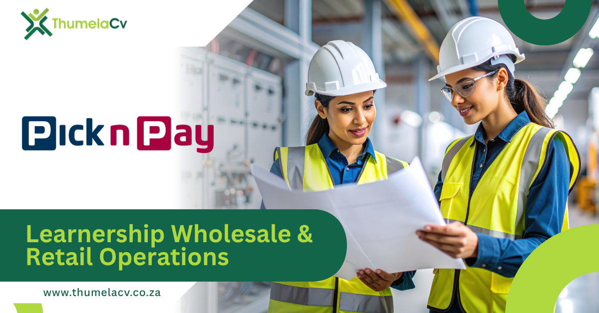 Learnership Wholesale & Retail Operations (NQF Level 3) in City of Cape Town offers hands-on retail training, a monthly stipend, and career growth with Pick n Pay Clothing.